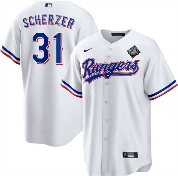Men's Texas Rangers #31 Max Scherzer 2023 White World Series Stitched Baseball Jersey Dzhi,We sell and wholesale Men's Texas Rangers #31 Max Scherzer 2023 White World Series Stitched Baseball Jersey Dzhi on line form chian!